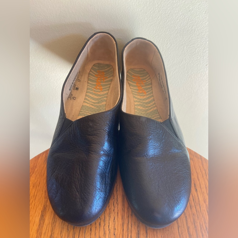 Softinos Leather Slip-On Shoes – Size 8 (EU 38) – Black – Made in Portugal
